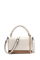 Woman Beige Long Strap Crocodile Patterned Crossbody Bag | Derimod