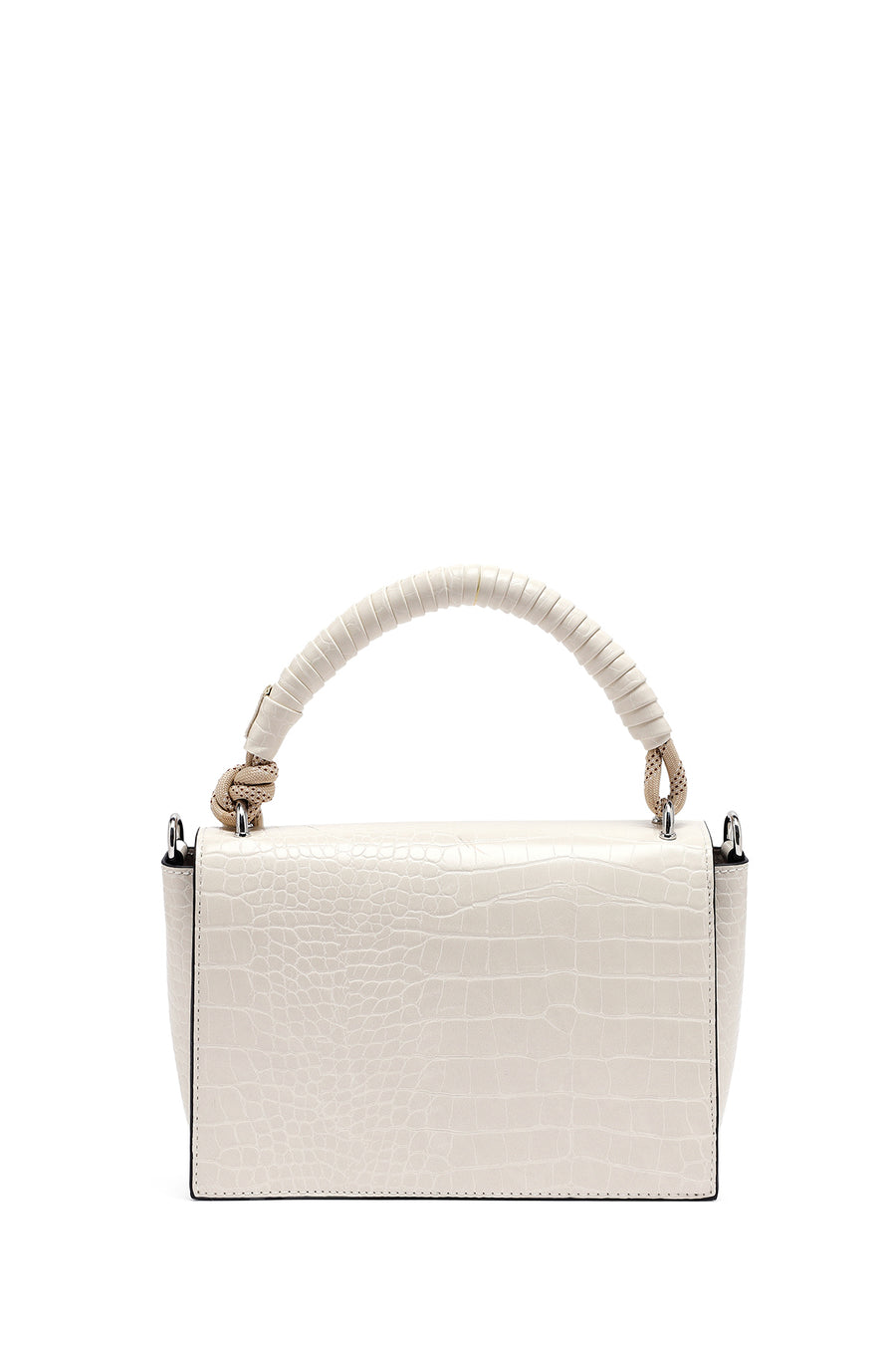Woman Beige Long Strap Crocodile Patterned Crossbody Bag