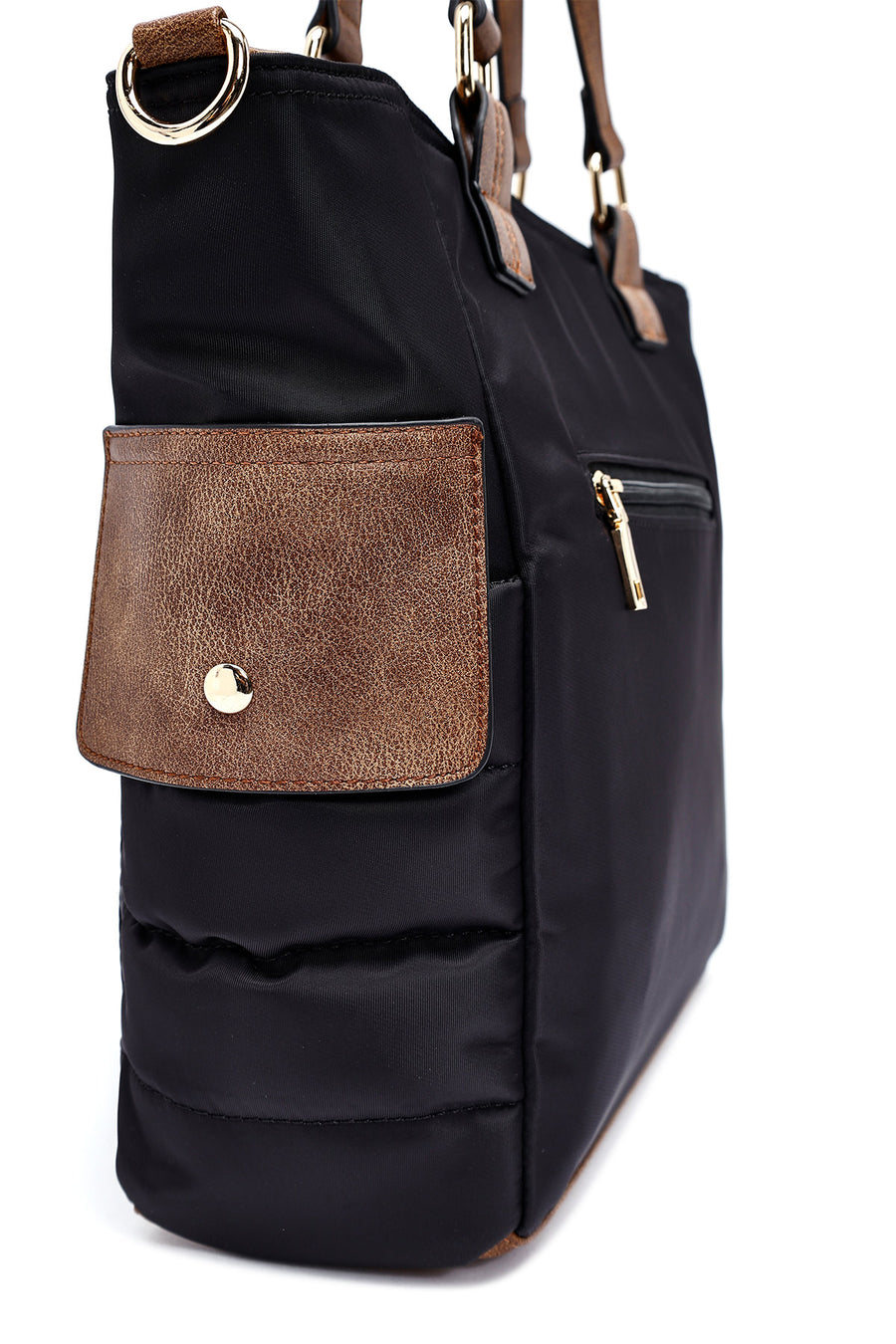 Woman Black Long Strap Fabric Shoulder Bag