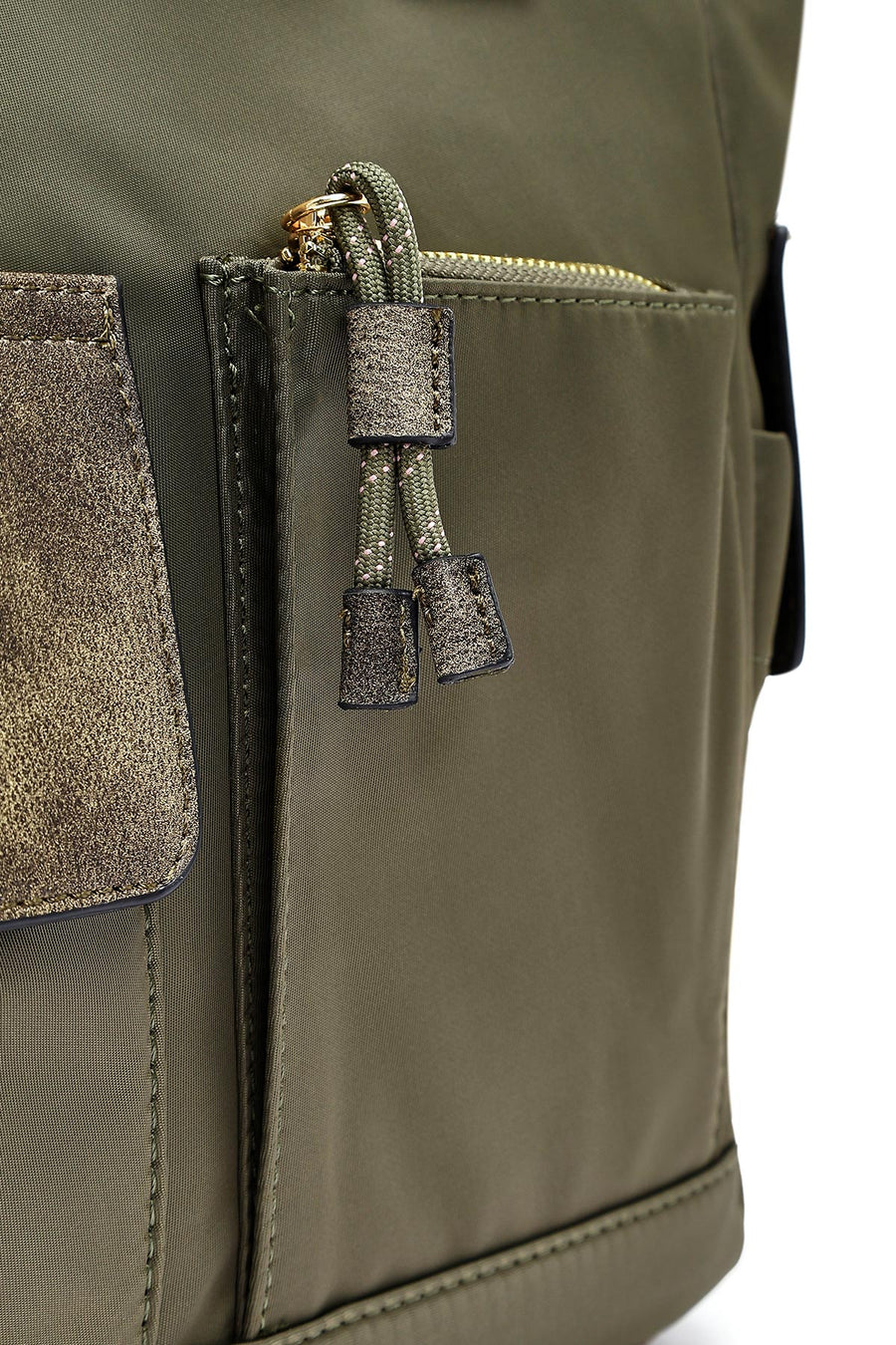 Woman Khaki Long Strap Fabric Shoulder Bag