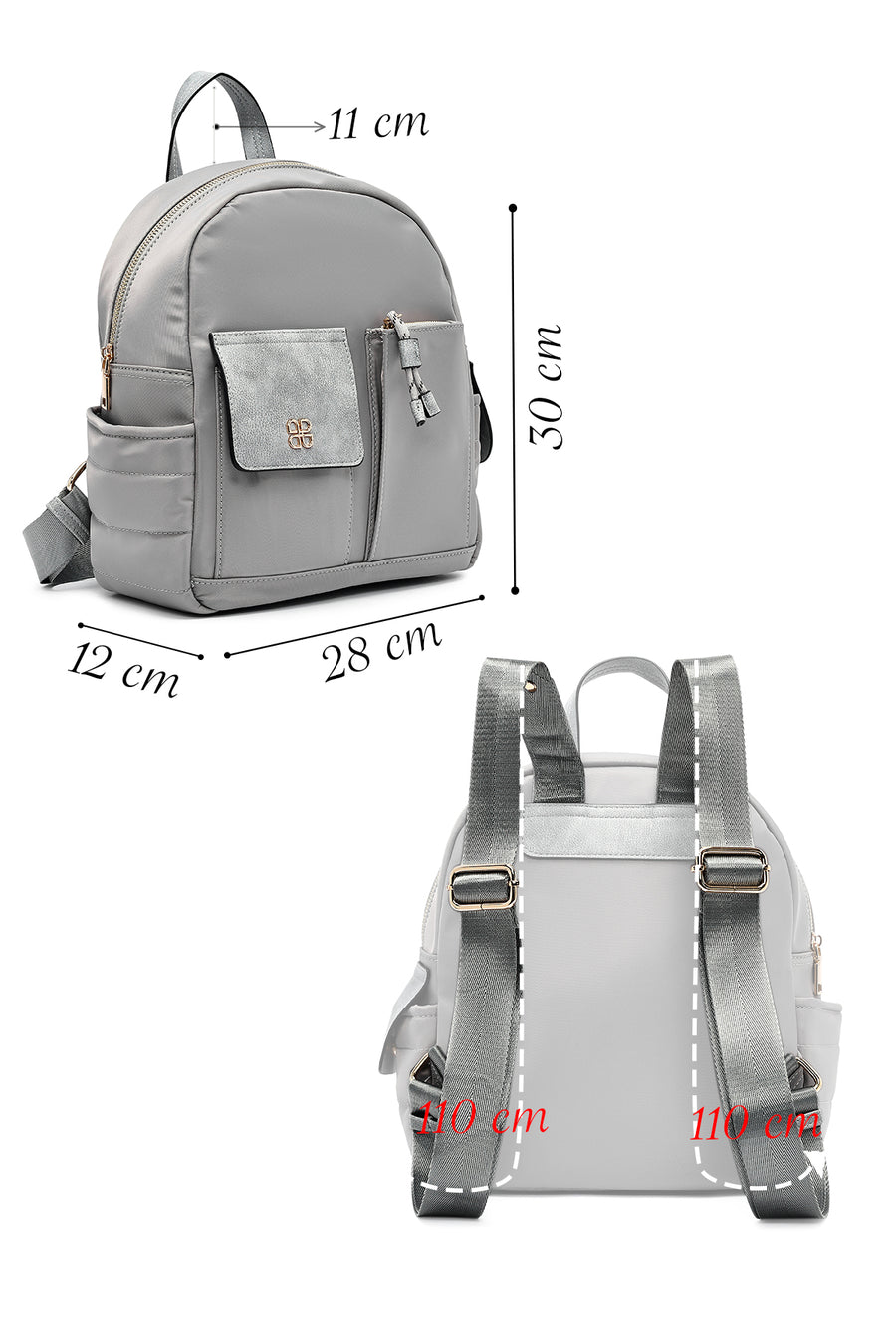 Woman Gray Fabric Backpack