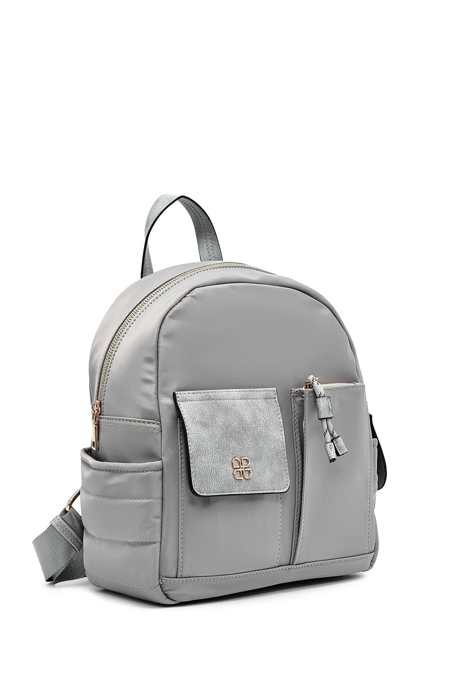 Woman Gray Fabric Backpack