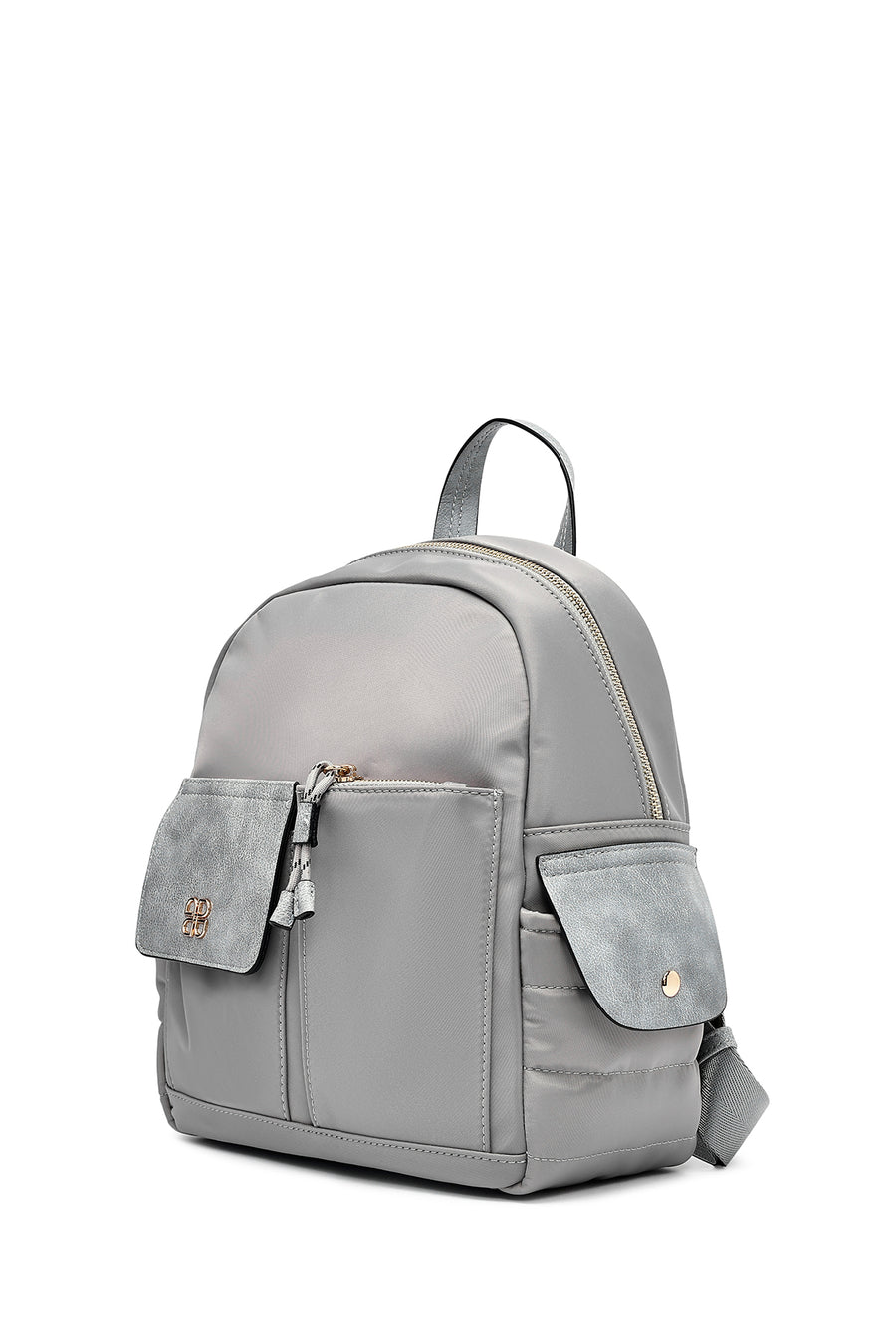 Woman Gray Fabric Backpack