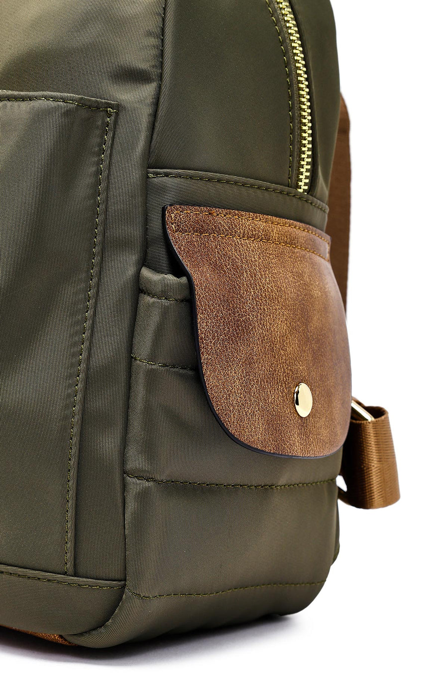 Woman Green Fabric Backpack