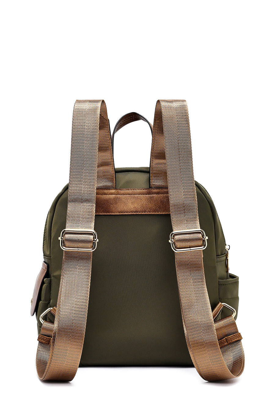 Woman Green Fabric Backpack