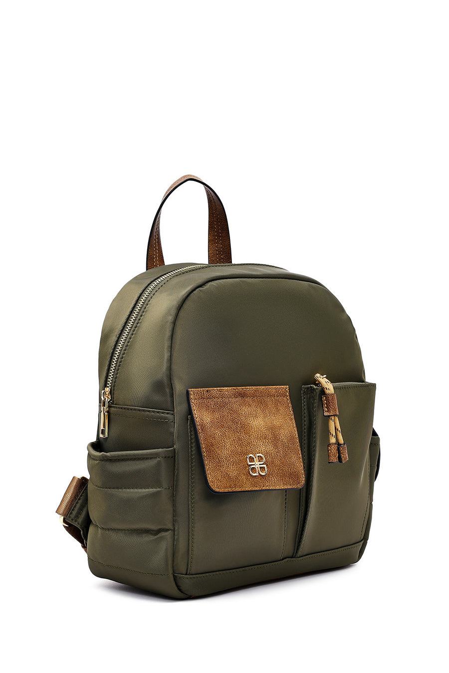 Woman Green Fabric Backpack