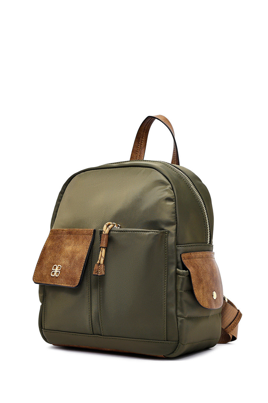Woman Green Fabric Backpack