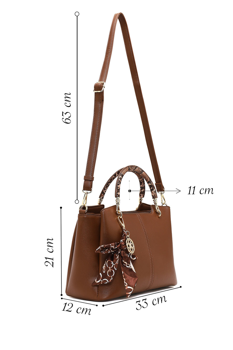 Women's Brown Long Strap Accessorized Shoulder Bag