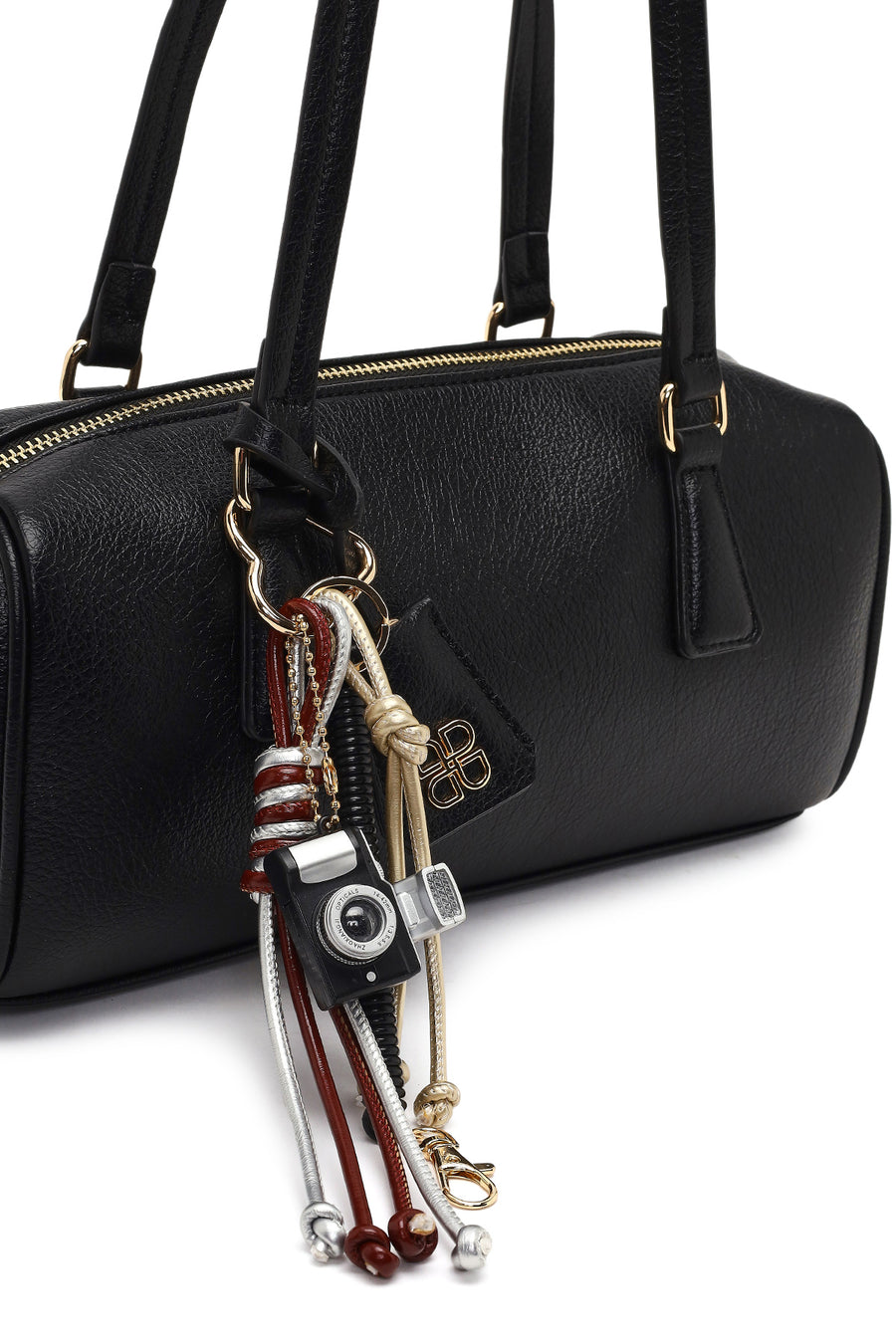 Women's Black Shoulder Bag with Accessories