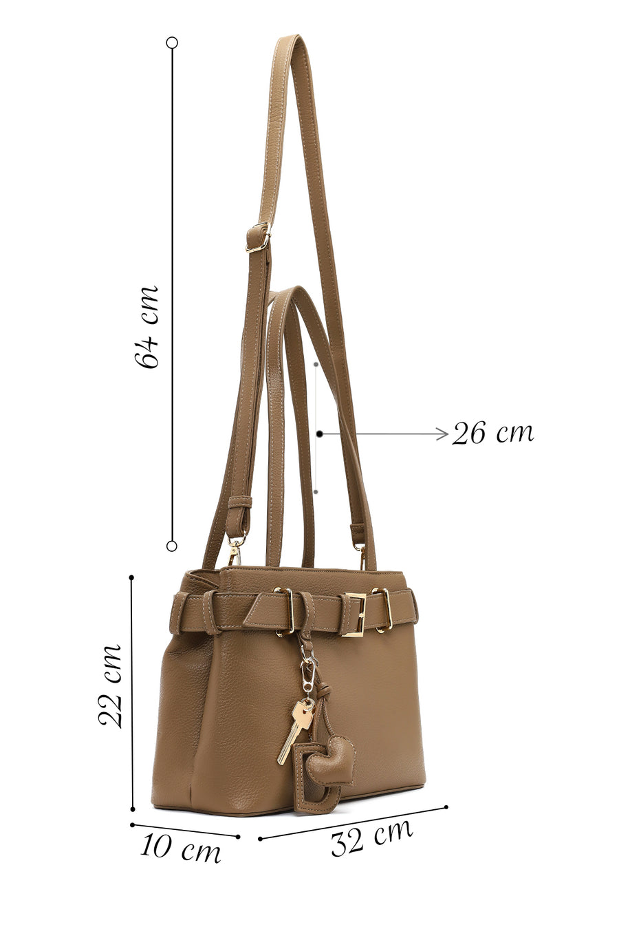 Women's Brown Long Strap Shoulder Bag with Accessories