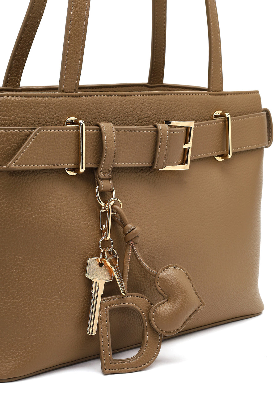 Women's Brown Long Strap Shoulder Bag with Accessories