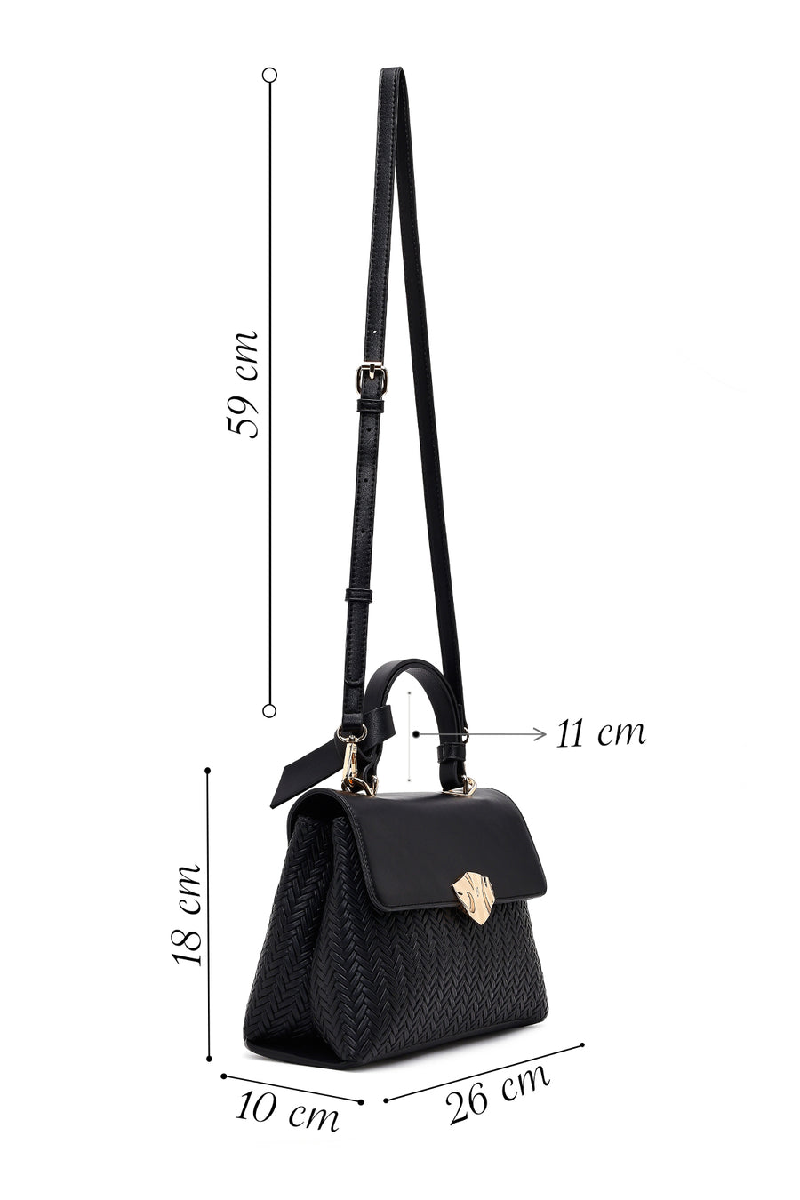 Women's Black Long Strap Classic Shoulder Bag