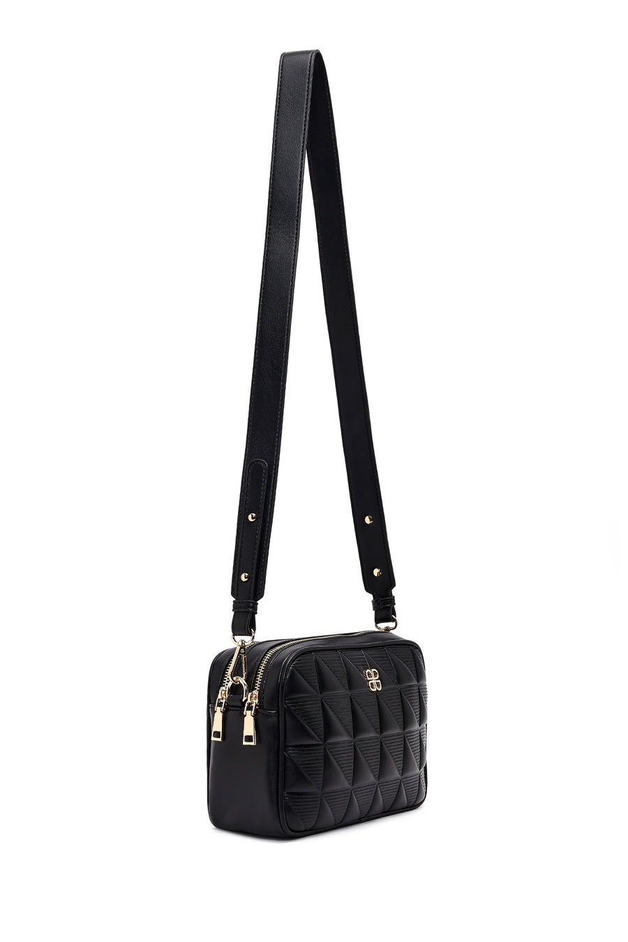 Women's Black Long Strapped Printed Crossbody Bag