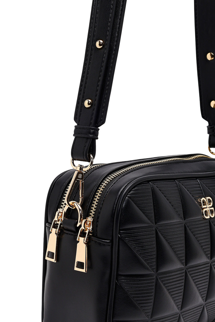 Women's Black Long Strapped Printed Crossbody Bag