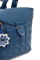Women's Blue Printed Accessorized Backpack | Derimod