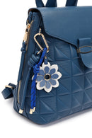 Women's Blue Printed Accessorized Backpack | Derimod