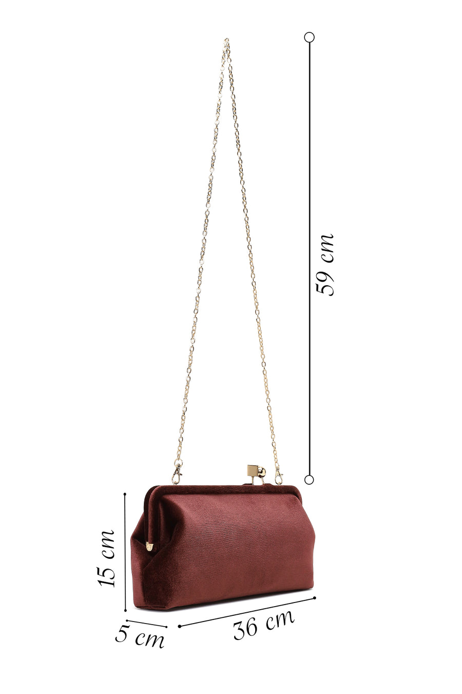 Women's Brown Long Strap Velvet Clutch Bag