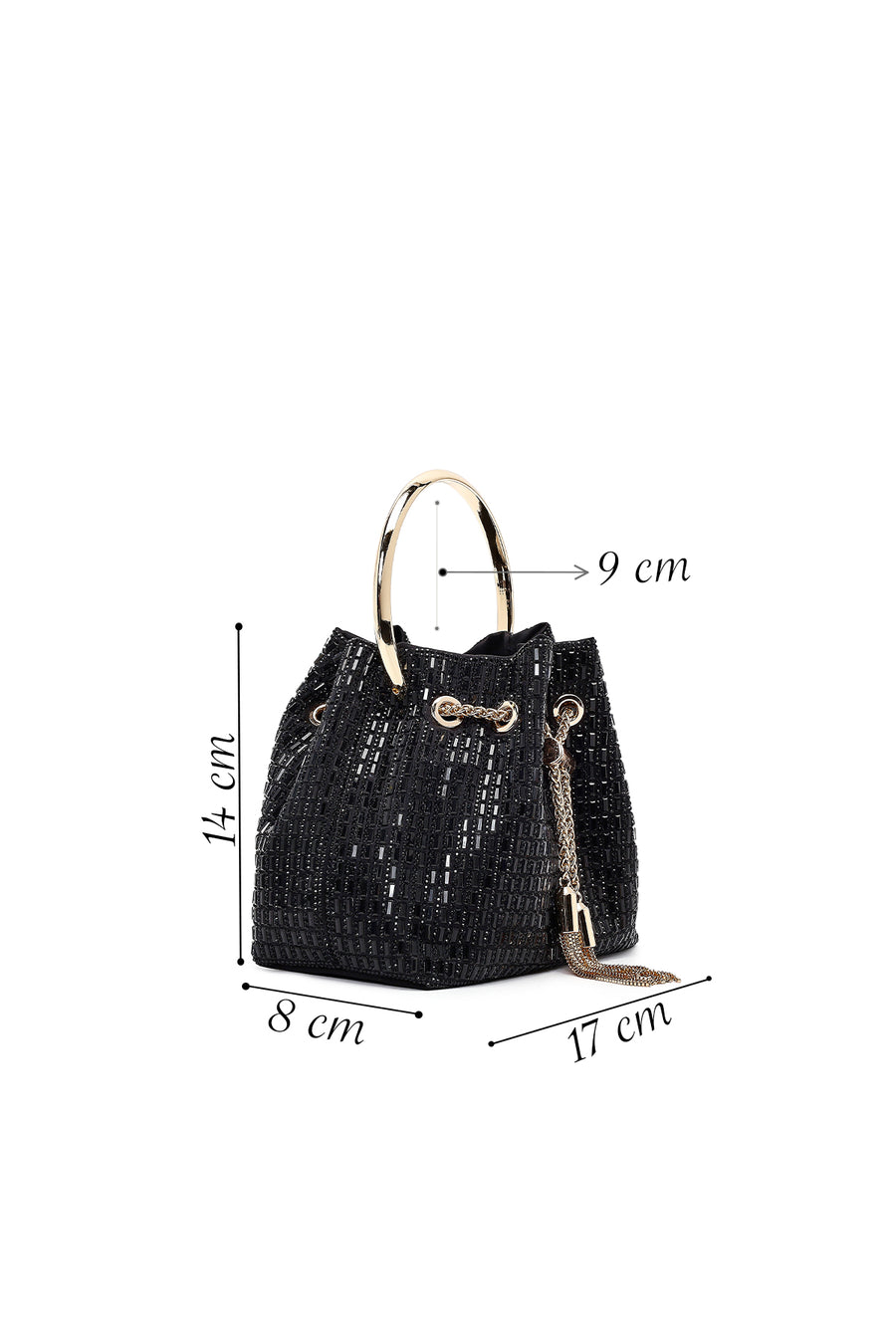 Women's Black Embellished Mini Evening Shoulder Bag