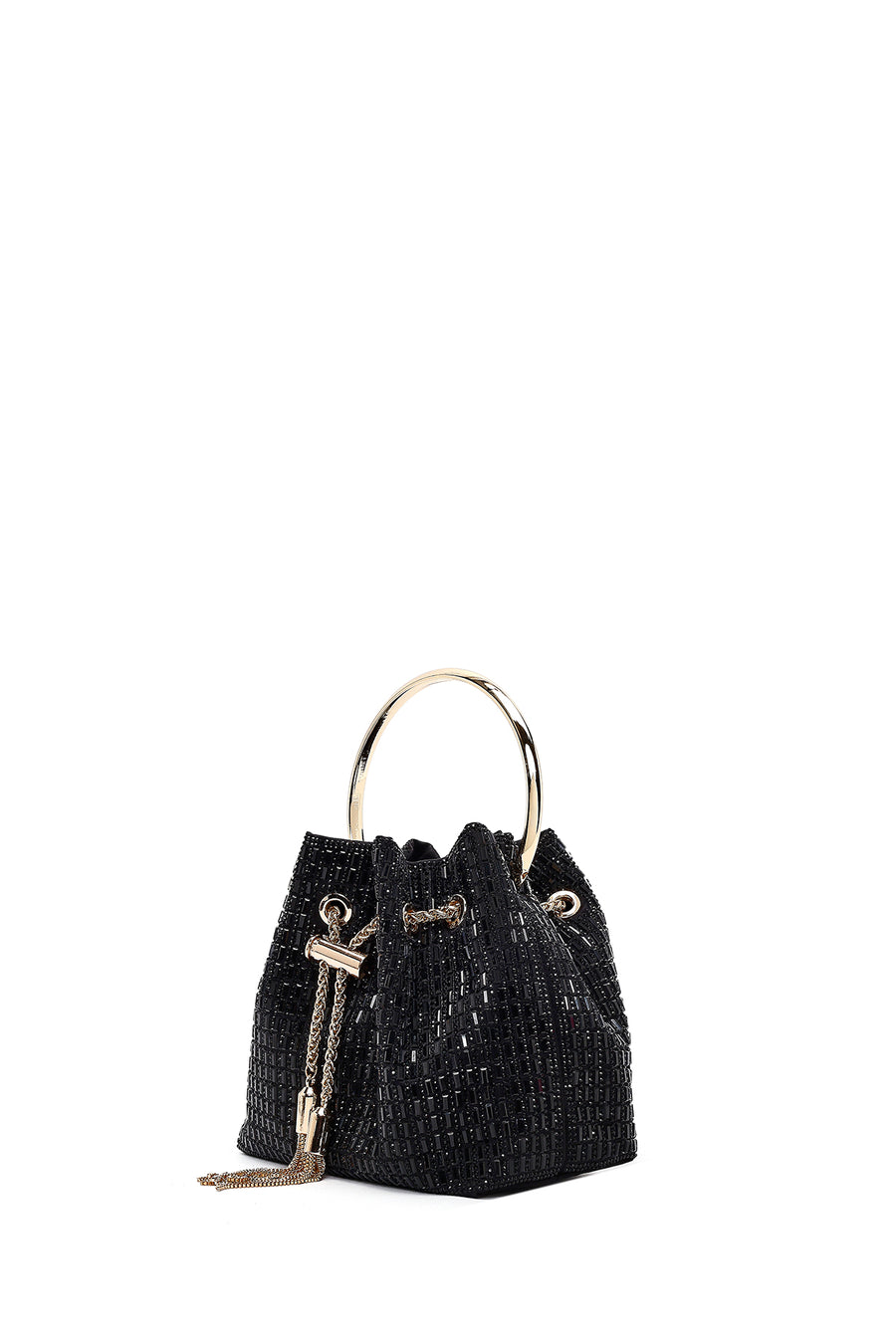 Women's Black Embellished Mini Evening Shoulder Bag