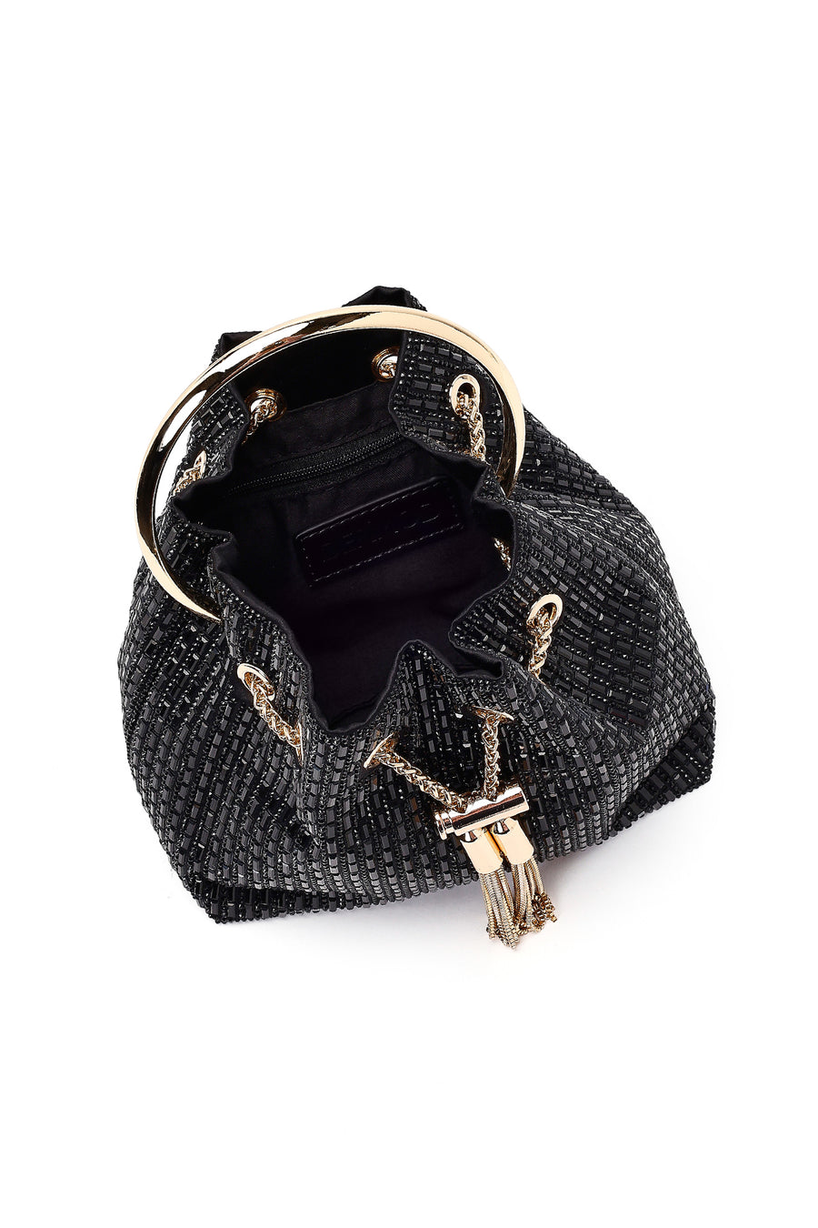 Women's Black Embellished Mini Evening Shoulder Bag