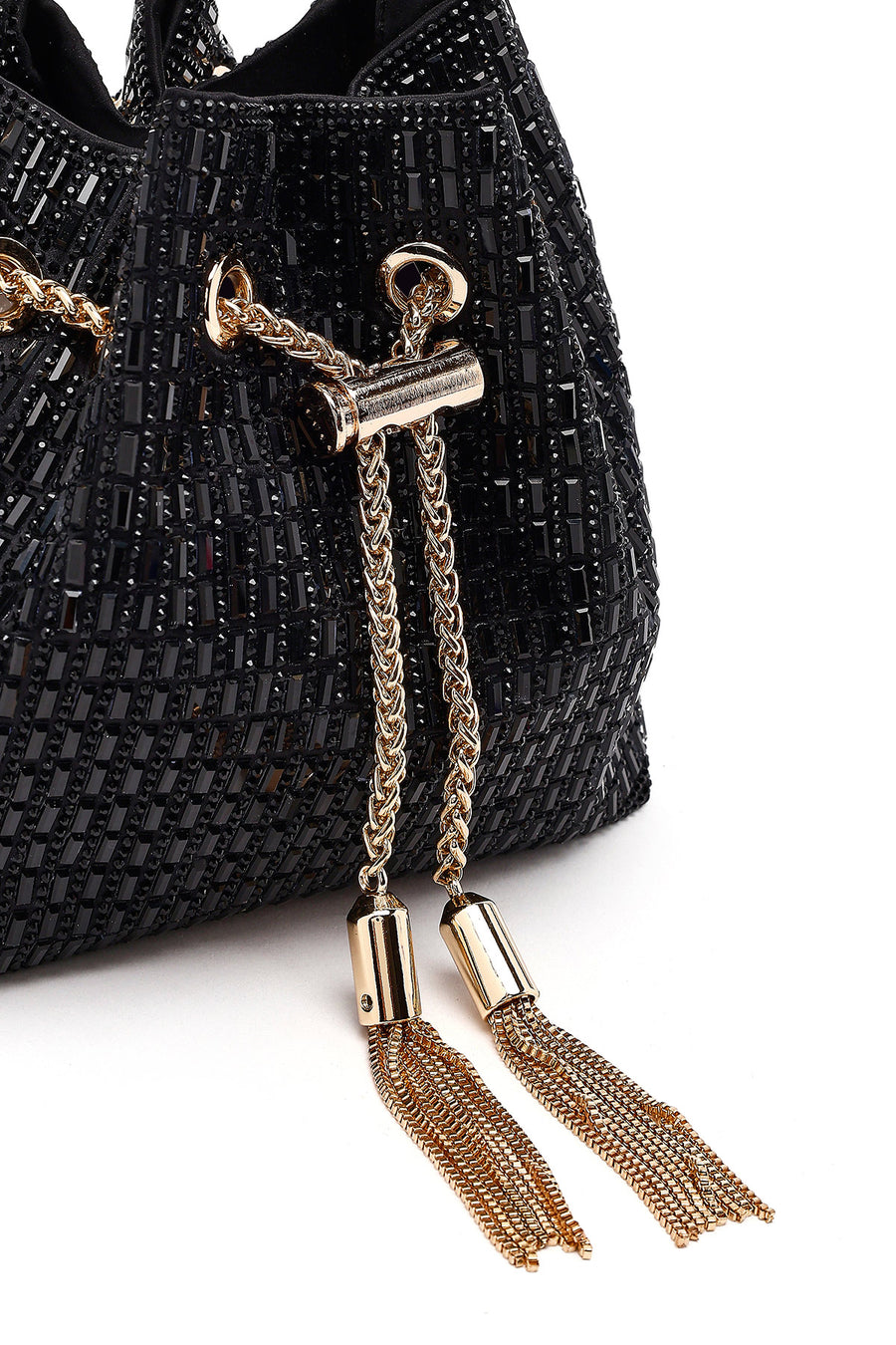 Women's Black Embellished Mini Evening Shoulder Bag
