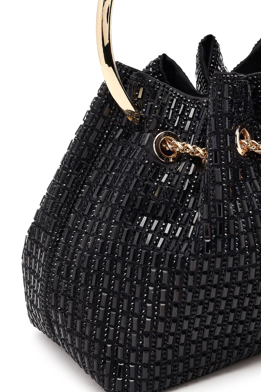 Women's Black Embellished Mini Evening Shoulder Bag