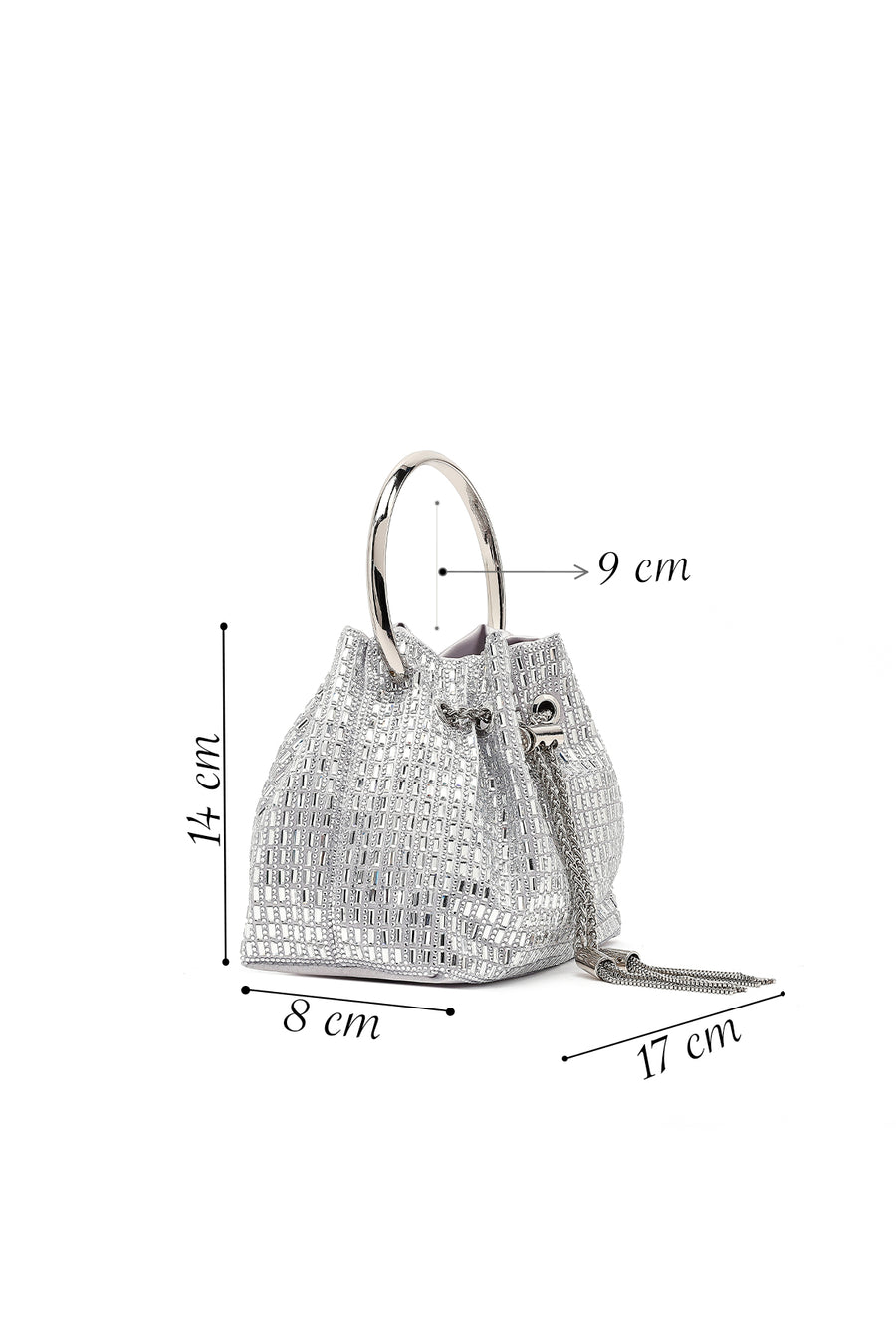 Women's Silver Embellished Mini Dress Shoulder Bag