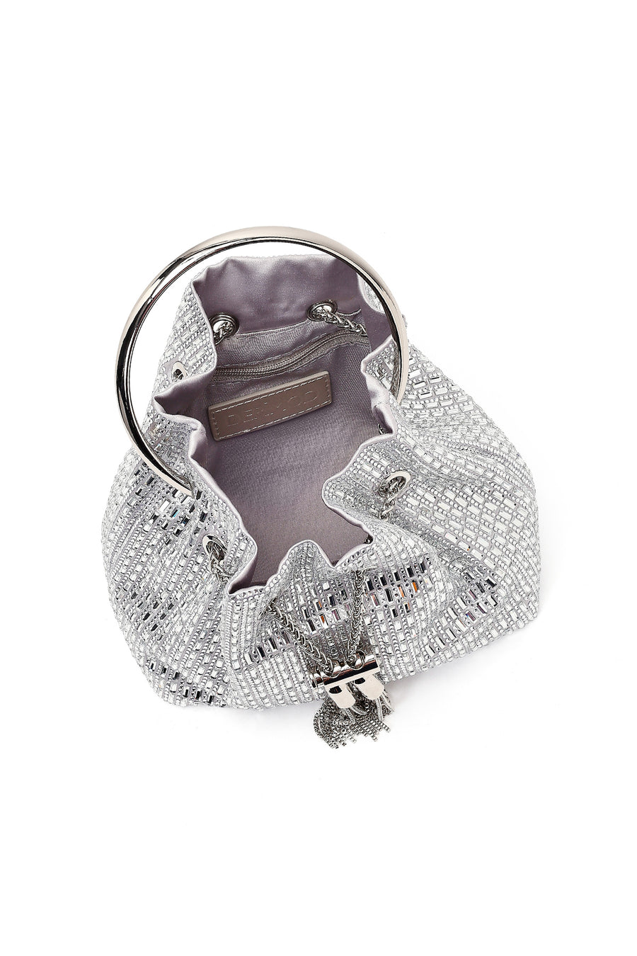 Women's Silver Embellished Mini Dress Shoulder Bag