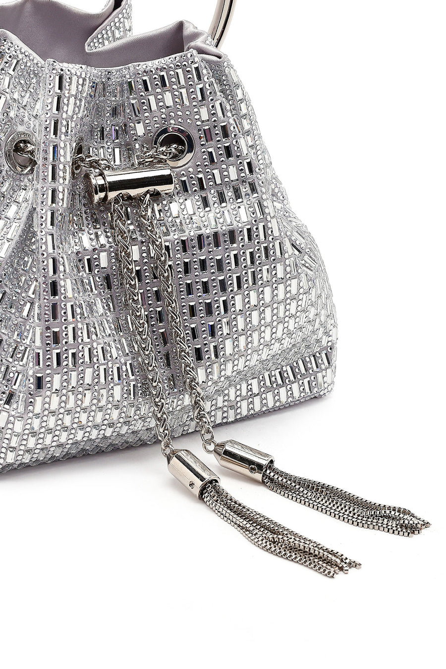 Women's Silver Embellished Mini Dress Shoulder Bag