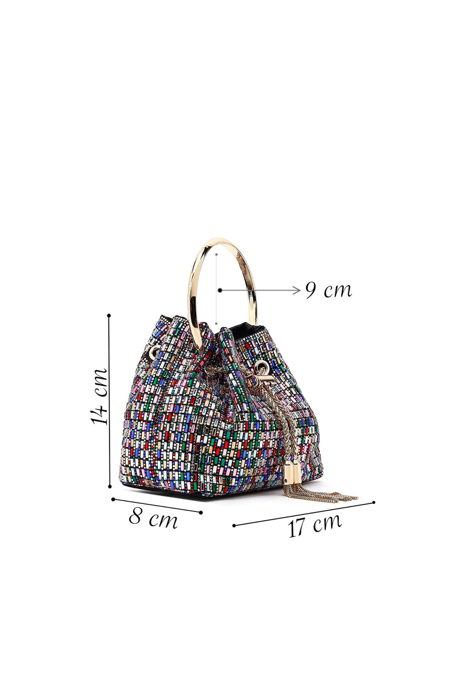 Women's Colorful Embellished Mini Evening Dress Shoulder Bag
