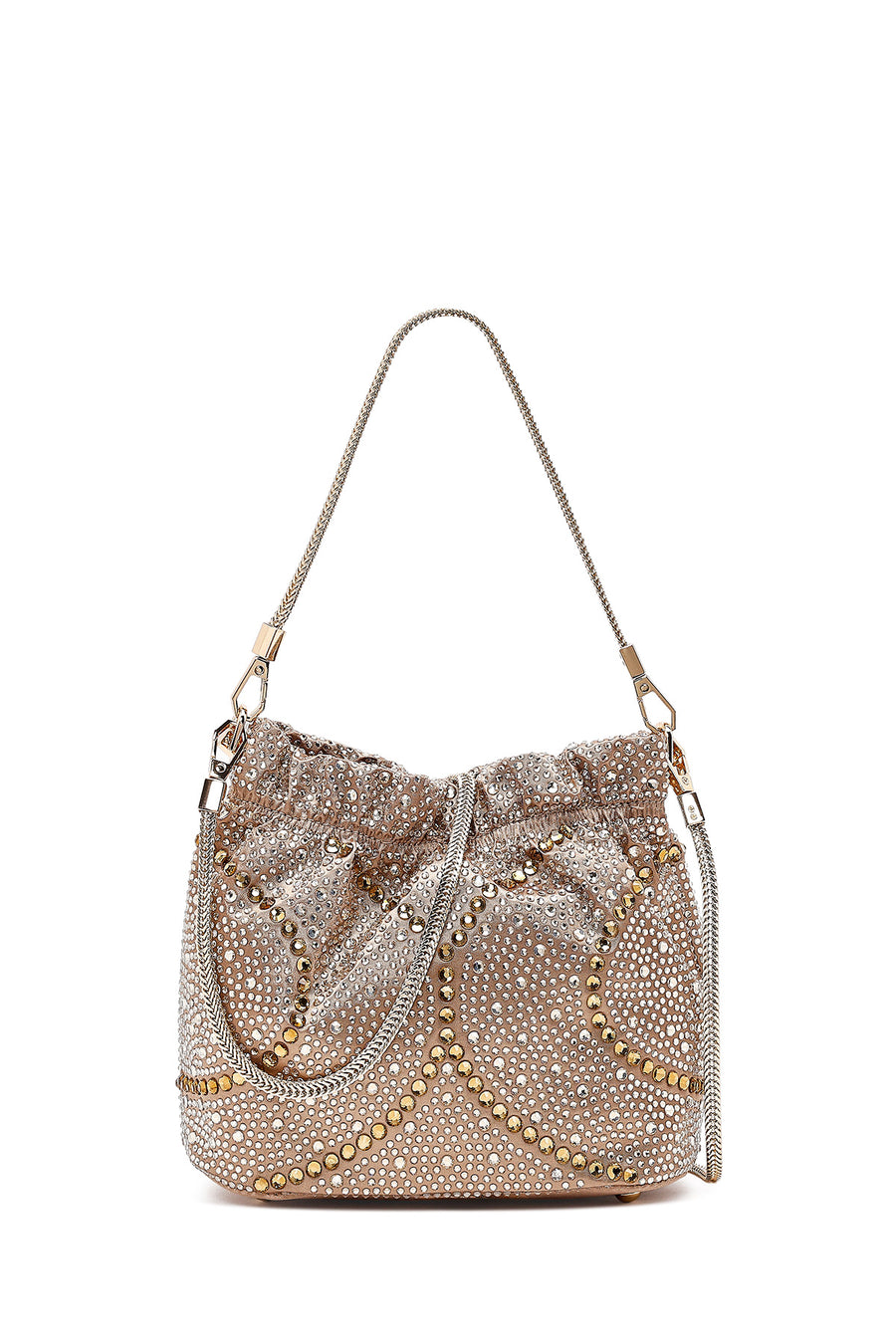 Women's Gold Long Chain Strap Embellished Mini Evening Handbag 25ABD2957TS | Derimod