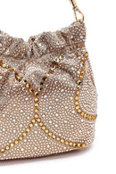 Women's Gold Long Chain Strap Embellished Mini Evening Handbag | Derimod