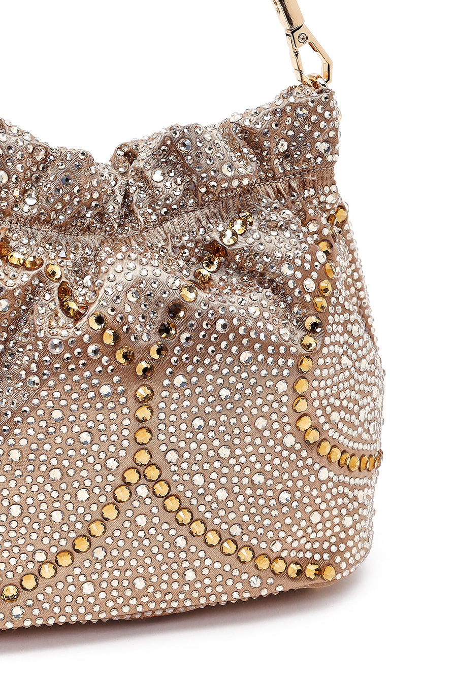 Women's Gold Long Chain Strap Embellished Mini Evening Handbag