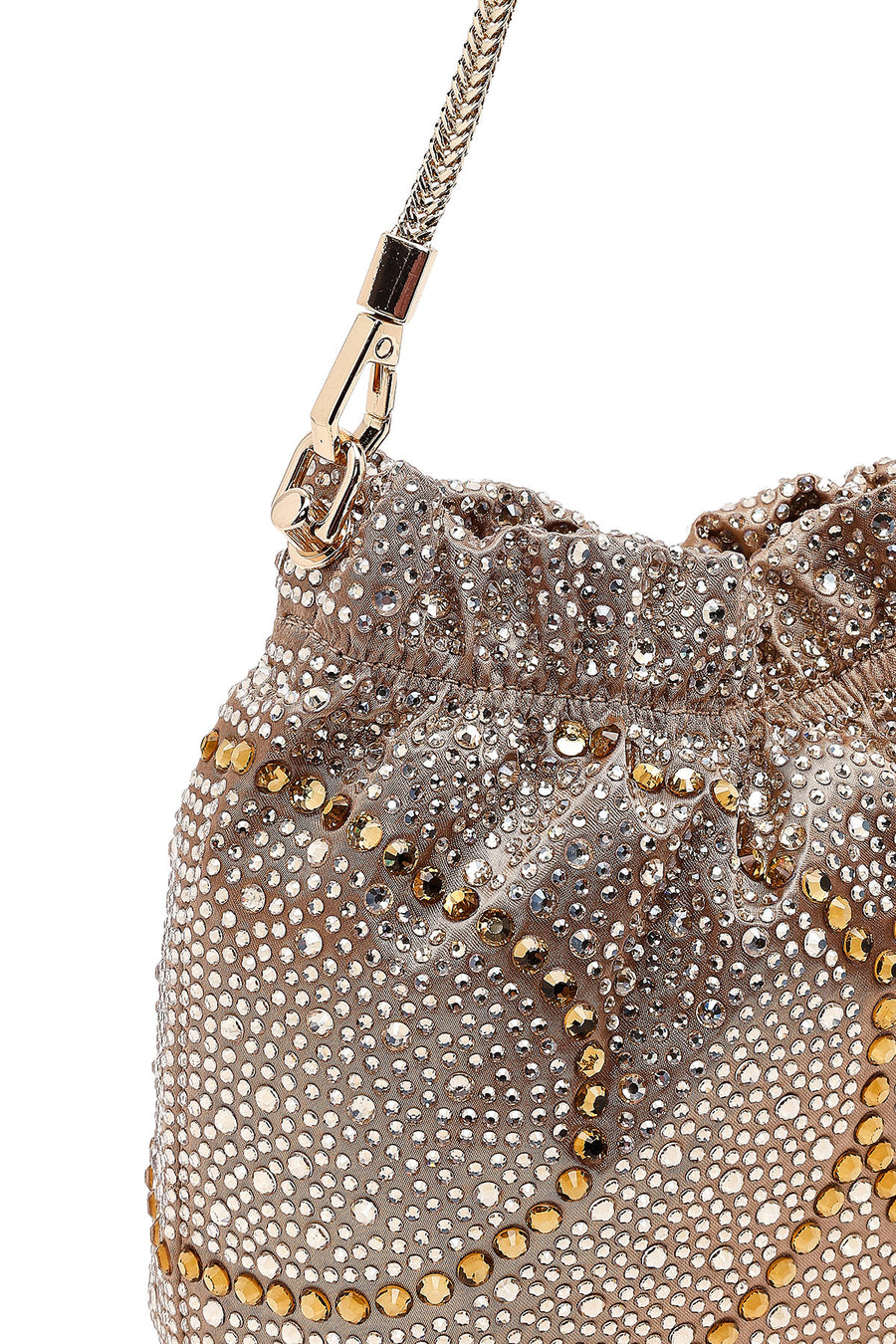 Women's Gold Long Chain Strap Embellished Mini Evening Handbag