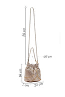 Women's Gold Long Chain Strap Embellished Mini Evening Handbag | Derimod