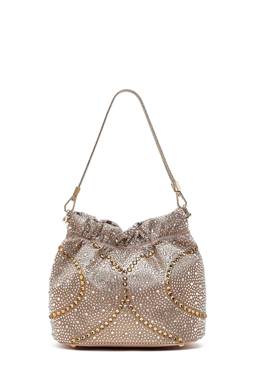 Women's Gold Long Chain Strap Embellished Mini Evening Handbag