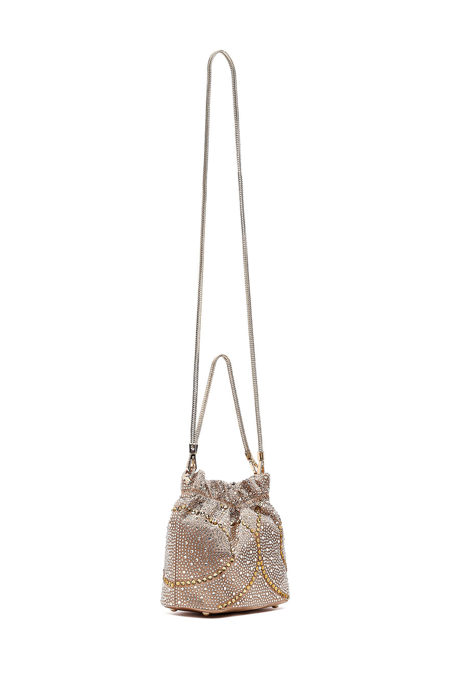 Women's Gold Long Chain Strap Embellished Mini Evening Handbag