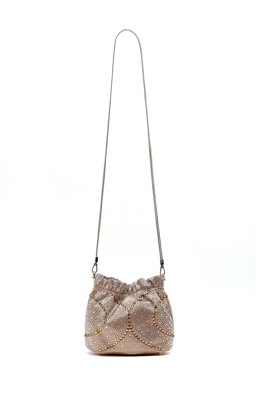 Women's Gold Long Chain Strap Embellished Mini Evening Handbag