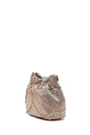 Women's Gold Long Chain Strap Embellished Mini Evening Handbag | Derimod