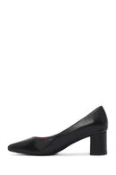 Derimod Gritti Woman Black Chunky Heels Leather Shoe | Derimod