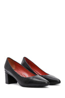 Derimod Gritti Woman Black Chunky Heels Leather Shoe | Derimod