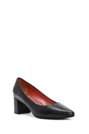 Derimod Gritti Woman Black Chunky Heels Leather Shoe | Derimod