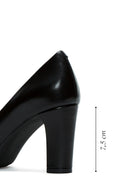 Derimod Gritti Woman Black Chunky Heels Leather Shoe | Derimod