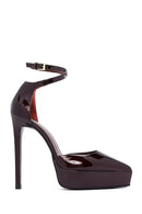 Woman Burgundy Ankle Buckle Platform High Heel Patent Leather Leather Shoe | Derimod