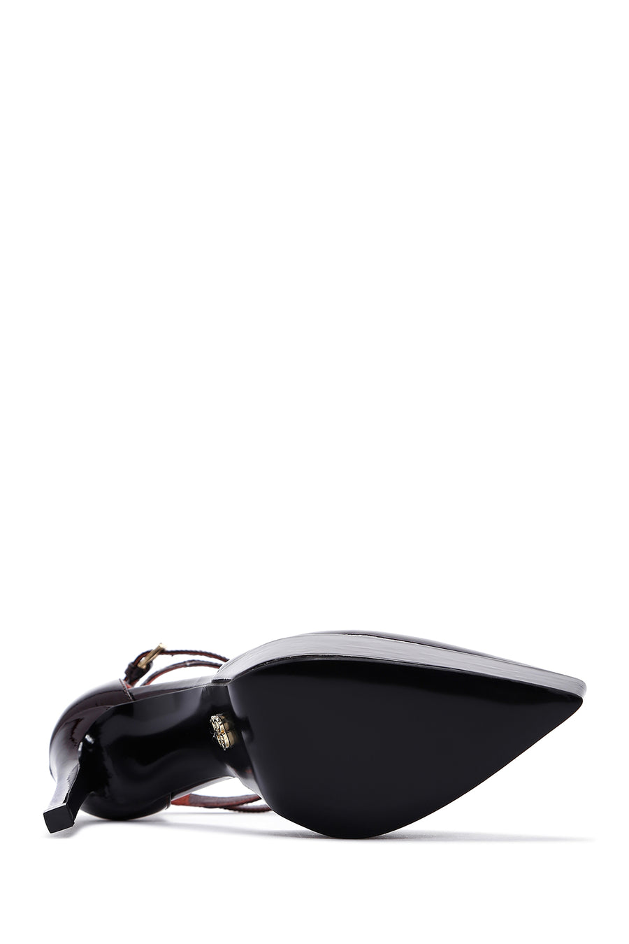 Woman Burgundy Ankle Buckle Platform High Heel Patent Leather Leather Shoe