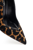 Kadın Leopar Yüksek İnce Topuklu Deri Stiletto | Derimod