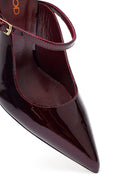 Woman Burgundy Buckled High Thin Heel Patent Leather Leather Shoe | Derimod