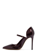 Woman Burgundy Buckled High Thin Heel Patent Leather Leather Shoe | Derimod