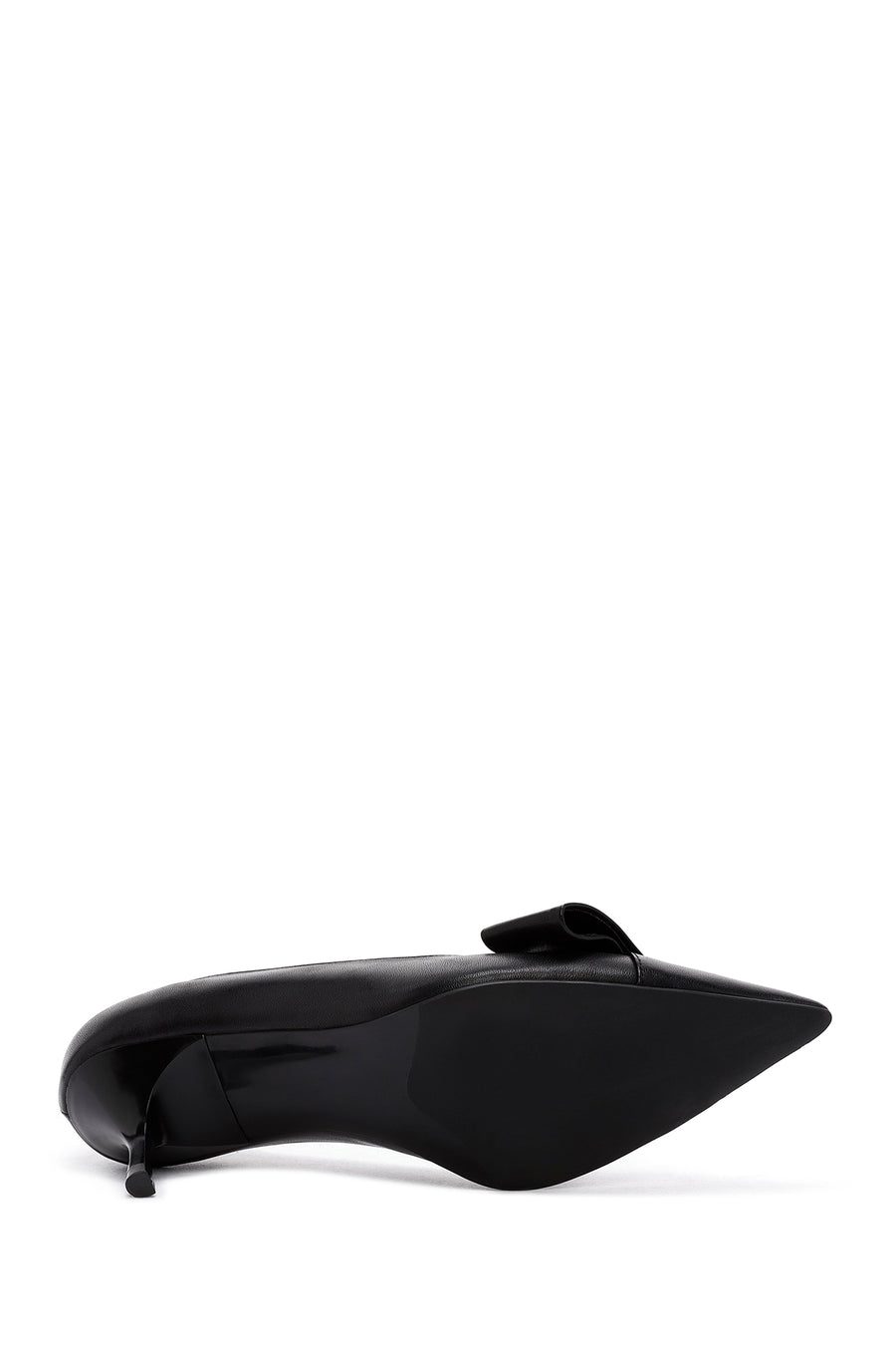 Woman Black Low Thin Heels Leather Shoe