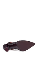 Woman Burgundy Slingback Thick Heel Leather Shoe | Derimod